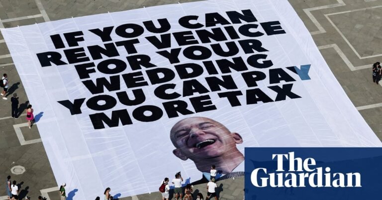 Inside the No Space for Bezos movement: ‘One man rents a city for three days? That’s obscene’ | Jeff Bezos